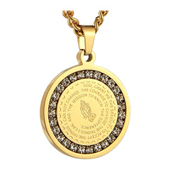 Serenity Prayer Necklace Gold Charm - Loyalty Vibes