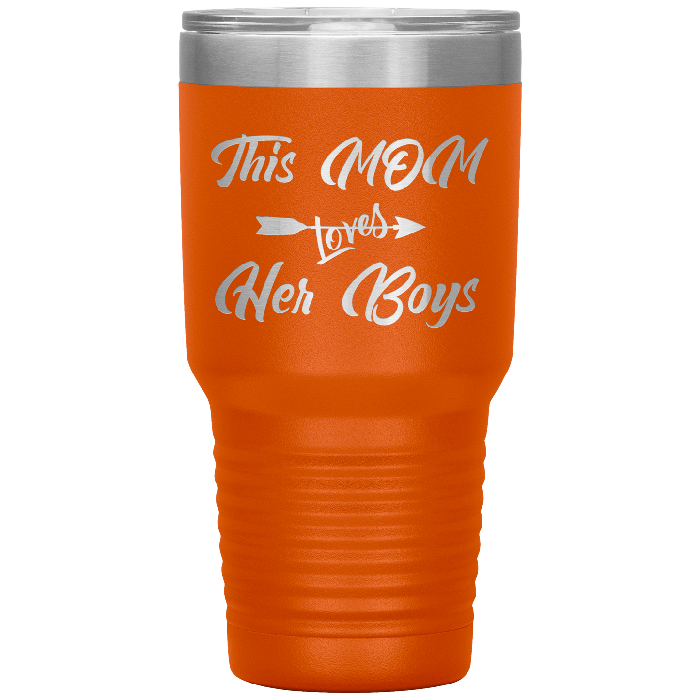 This Mom Loves Her Boys Tumbler Orange