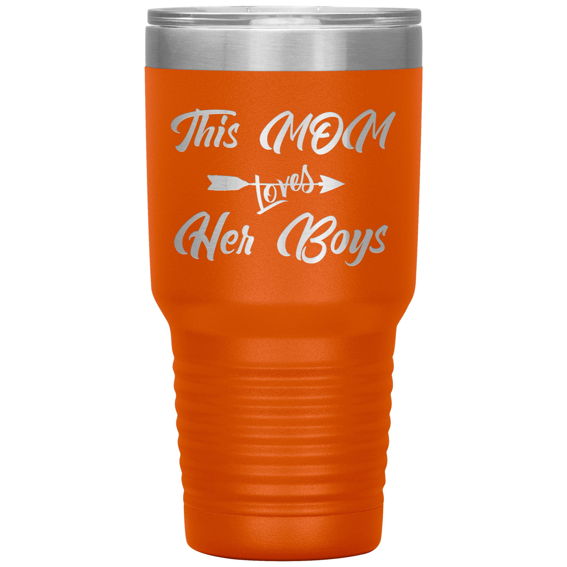 This Mom Loves Her Boys Tumbler Orange
