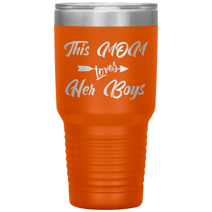 This Mom Loves Her Boys Tumbler Orange