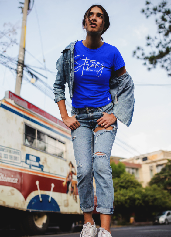She Is Strong Tee Blue - Loyalty Vibes