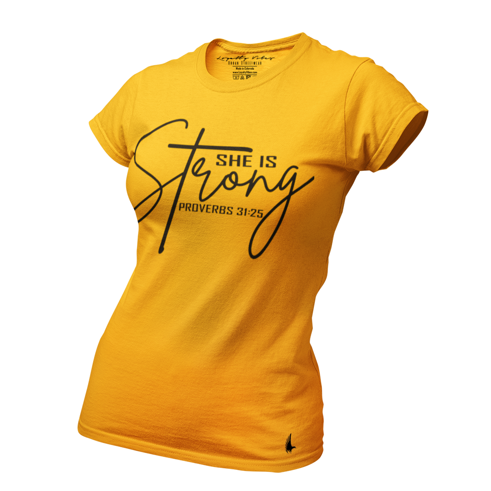 She Is Strong Tee - Gold - Loyalty Vibes