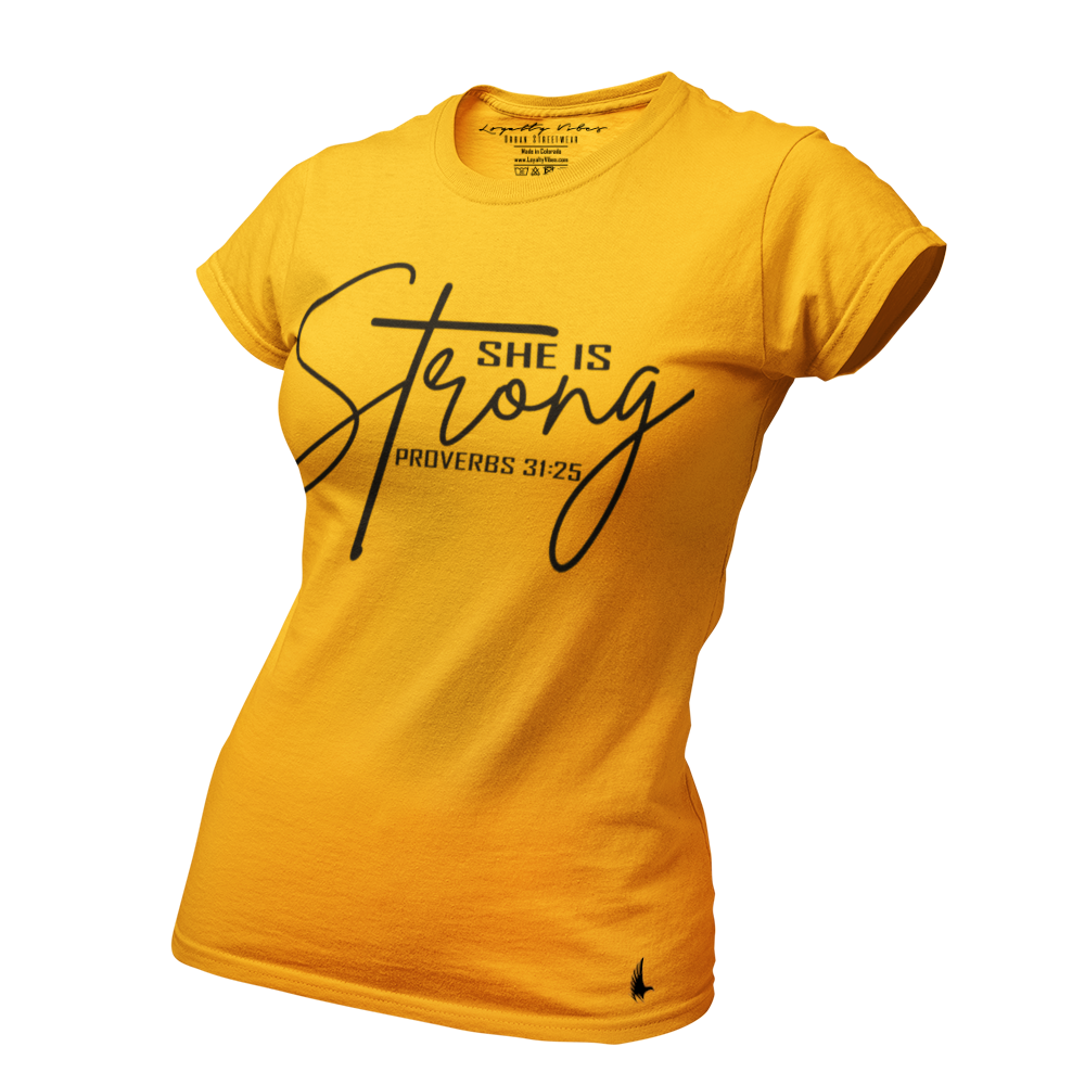 She Is Strong Tee Gold - Loyalty Vibes