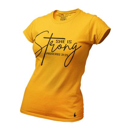 She Is Strong Tee Gold - Loyalty Vibes