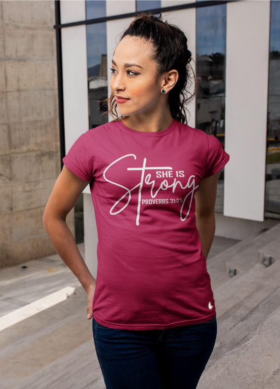 She Is Strong Tee - Maroon - Loyalty Vibes