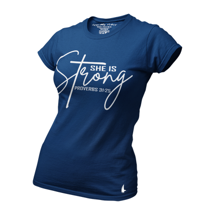 She Is Strong Tee Navy Blue - Loyalty Vibes