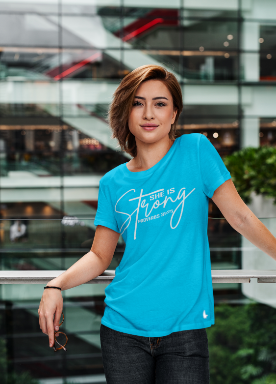 She Is Strong Tee Passion Blue - Loyalty Vibes