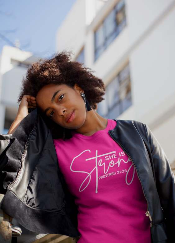 She Is Strong Tee - Pink - Loyalty Vibes
