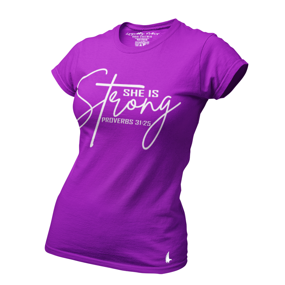 She Is Strong Tee Purple - Loyalty Vibes