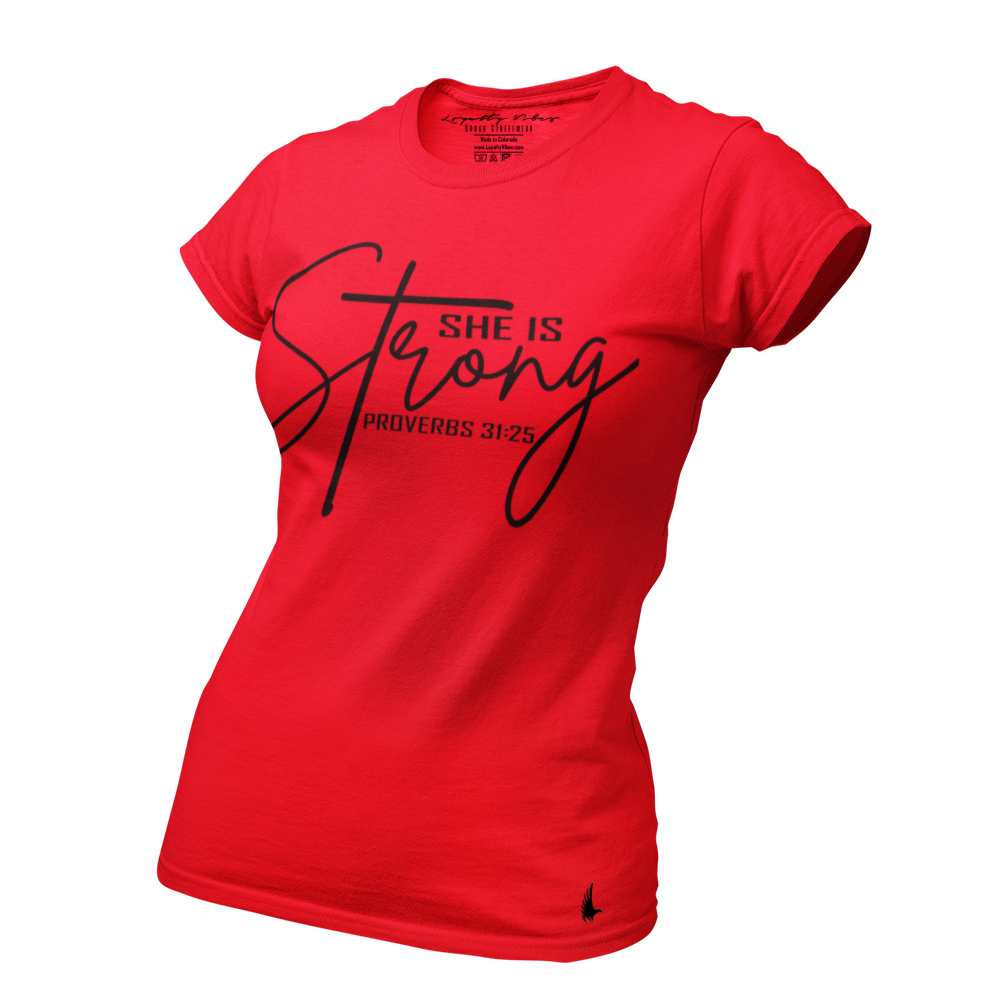 She Is Strong Tee - Red / Black - Loyalty Vibes