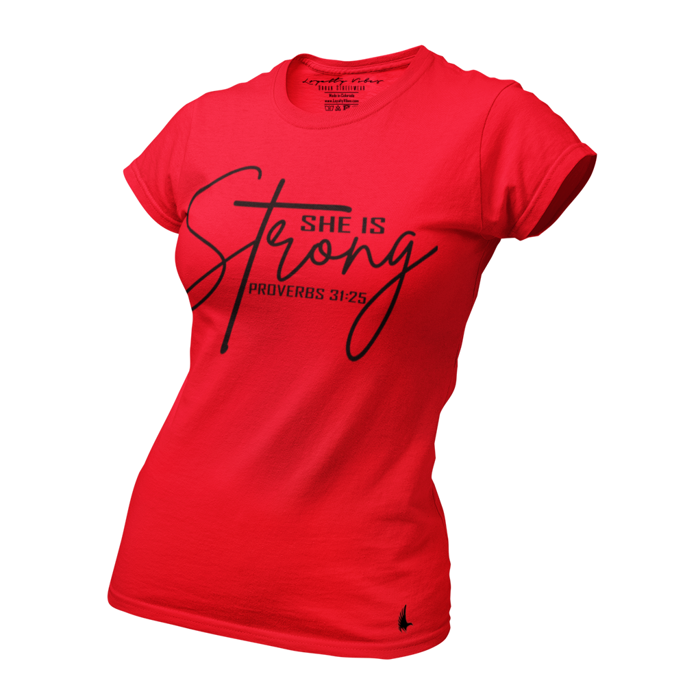 She Is Strong Tee Red Black - Loyalty Vibes