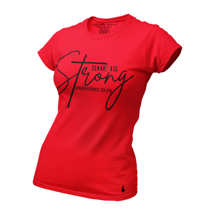 She Is Strong Tee Red Black - Loyalty Vibes