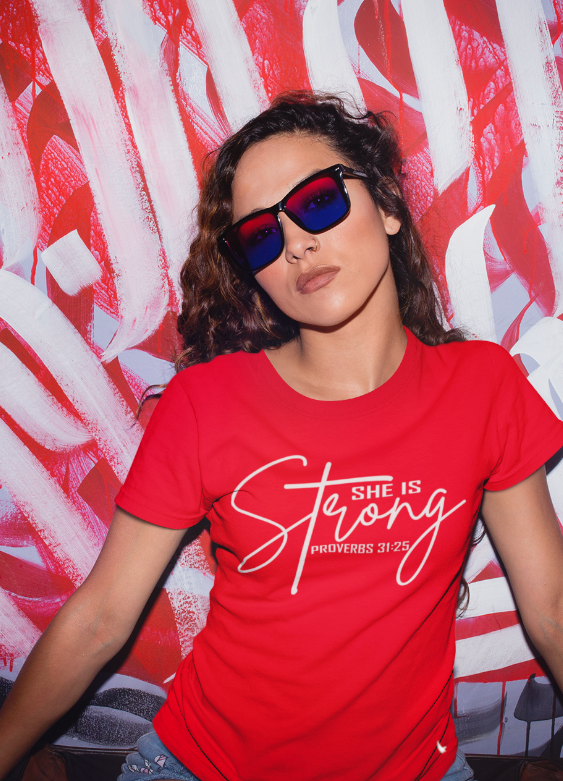 She Is Strong Tee - Red - Loyalty Vibes