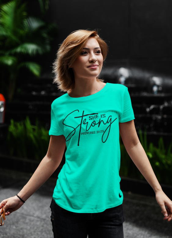 She Is Strong Tee - Teal - Loyalty Vibes