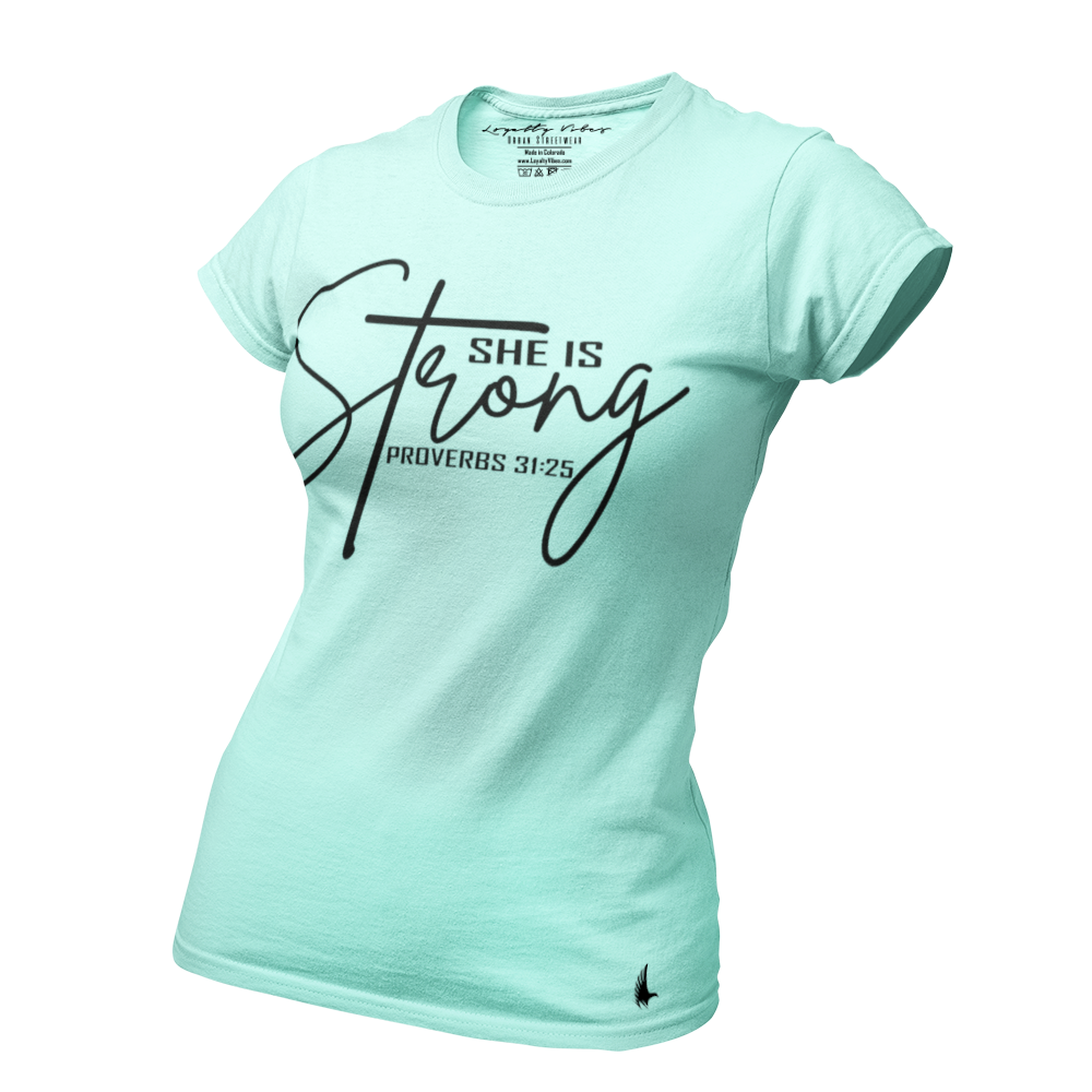 She Is Strong Tee Vintage Blue - Loyalty Vibes