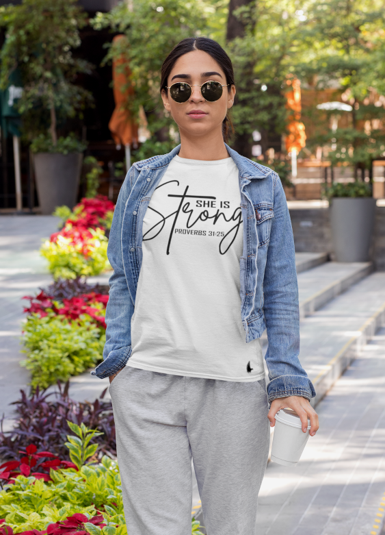 She Is Strong Tee White - Loyalty Vibes