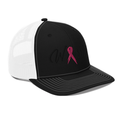Breast Cancer Warrior Trucker Hat Black White - Loyalty Vibes