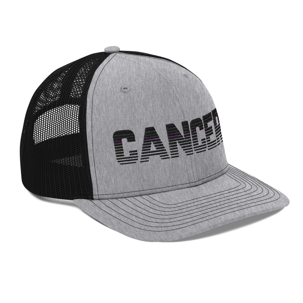 Cancer Zodiac Trucker Hat Black Heather Gray Black Loyalty Vibes