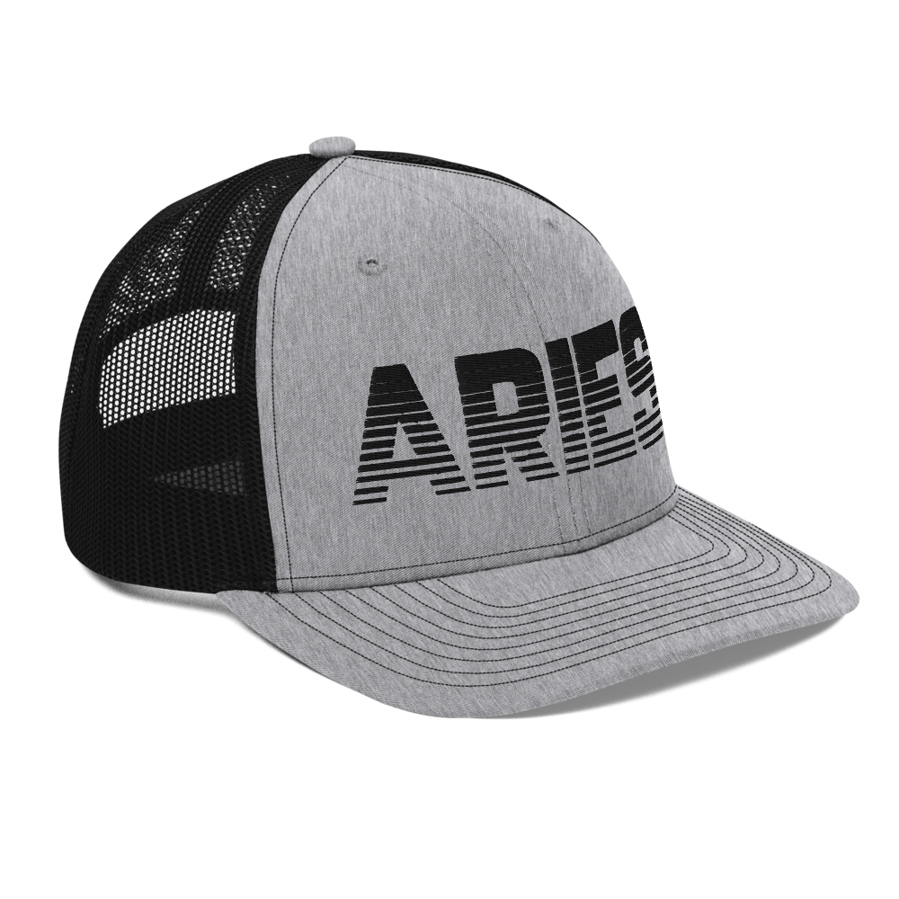 Aries Trucker Hat - Heather Grey / Black - Loyalty Vibes