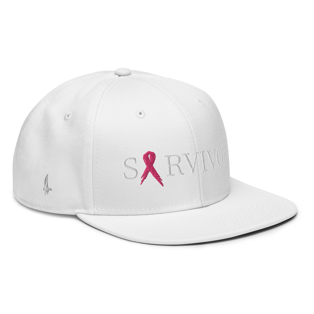 Breast Cancer Survivor Snapback Hat - White - Loyalty Vibes