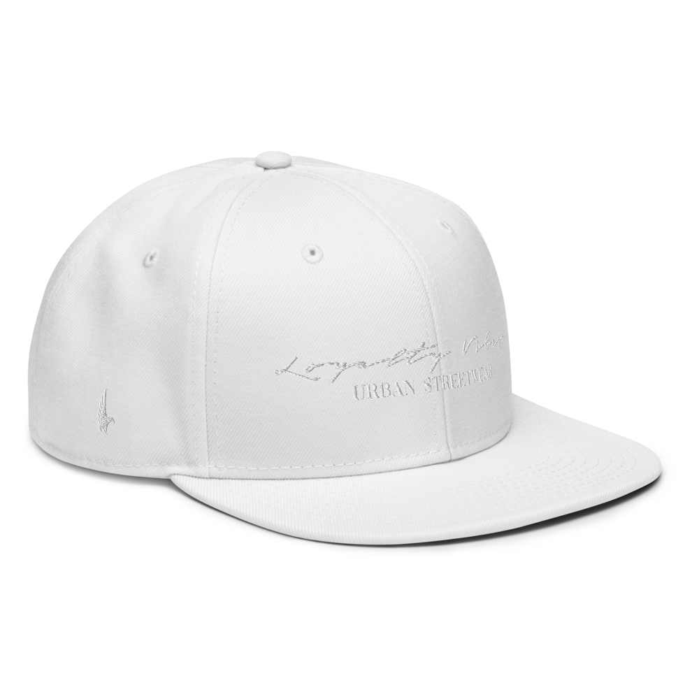 Classic Logo Snapback Hat - White - Loyalty Vibes