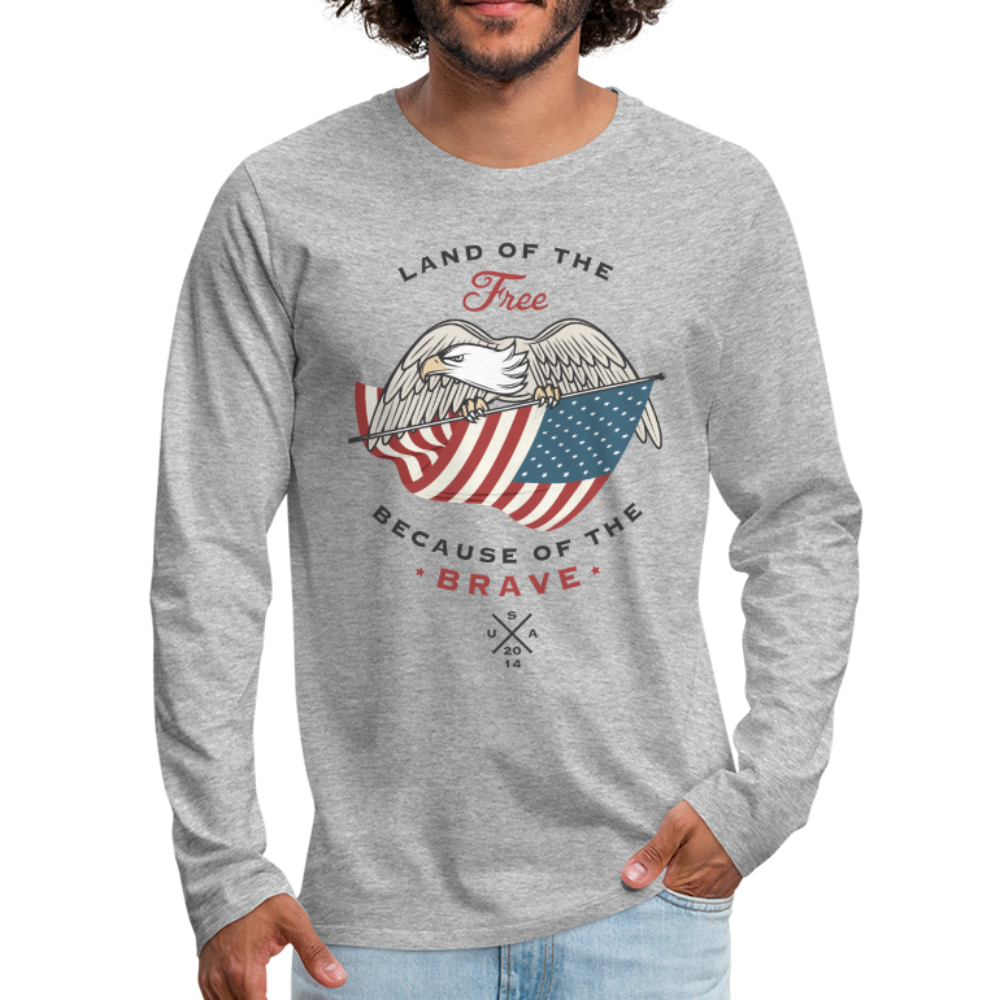 Land Of The Free Long Sleeve Shirt - heather gray - Loyalty Vibes