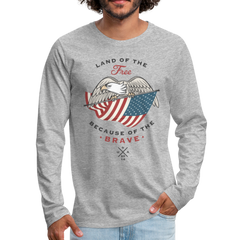 Land Of The Free Long Sleeve Shirt - heather gray - Loyalty Vibes