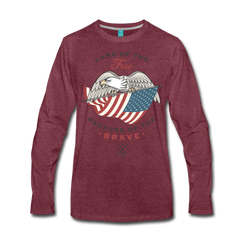 Land Of The Free Long Sleeve Shirt heather burgundy - Loyalty Vibes