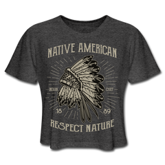 Native American Cropped Tee deep heather - Loyalty Vibes