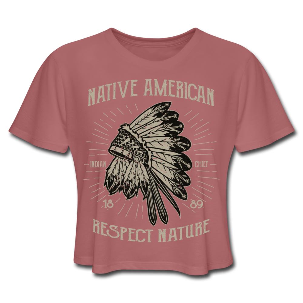 Native American Cropped Tee mauve - Loyalty Vibes