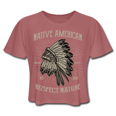 Native American Cropped Tee mauve - Loyalty Vibes