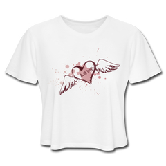 Wings Of Love Cropped Tee - White - Loyalty Vibes