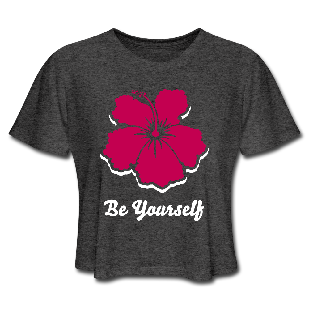 Be Yourself Cropped Tee Heather Black - Loyalty Vibes
