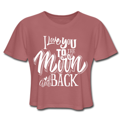 I Love You To The Moon And Back - Crop Top Women mauve - Loyalty Vibes