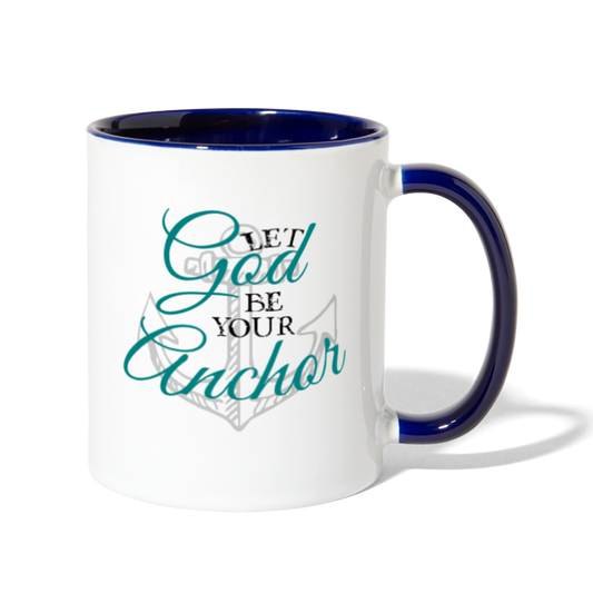 God's Anchor Coffee Mug white cobalt blue - Loyalty Vibes