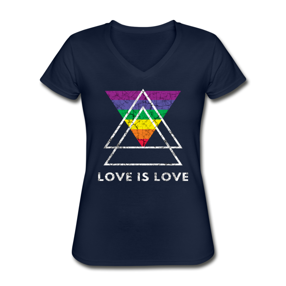 Love Is Love V-Neck Tee - navy - Loyalty Vibes