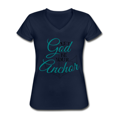 Let God Be Your Anchor V-Neck Tee navy - Loyalty Vibes