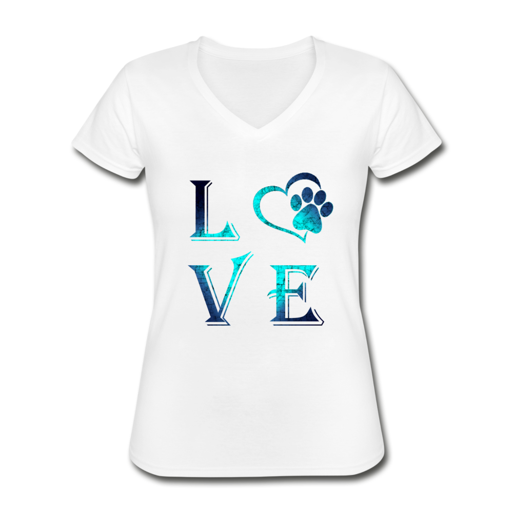 Paws Of My Heart V-Neck Tee white - Loyalty Vibes