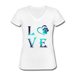 Paws Of My Heart V-Neck Tee - white - Loyalty Vibes