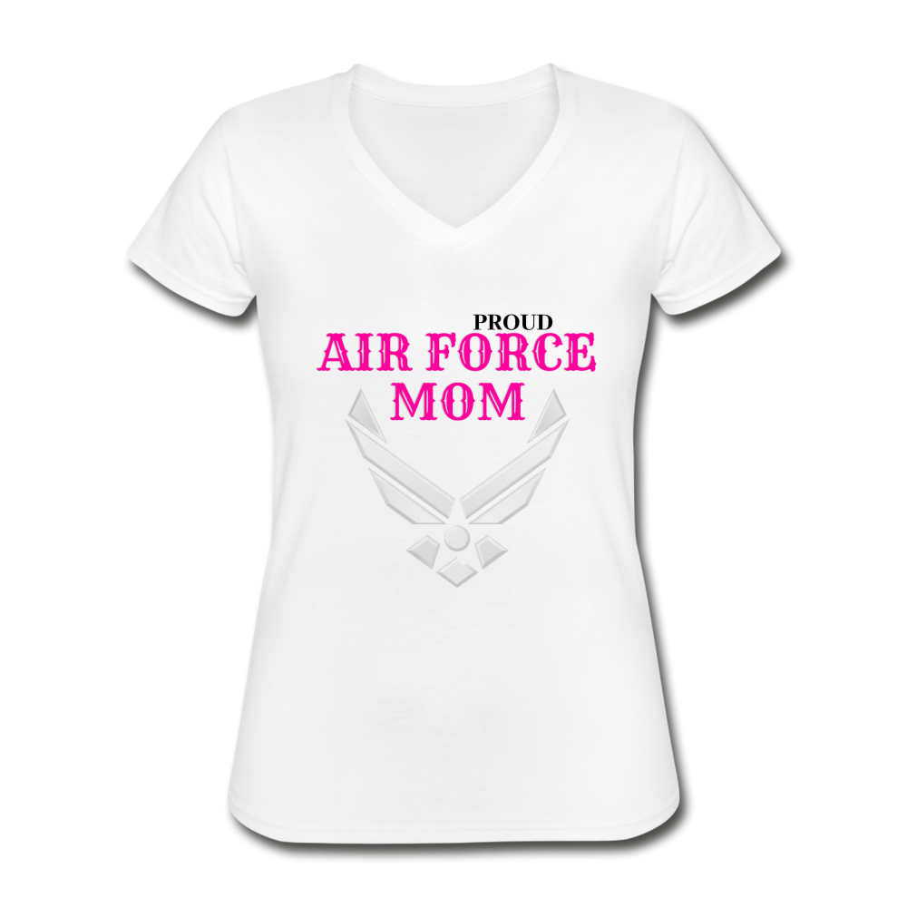 Air Force Mom V-Neck Tee - White - Loyalty Vibes
