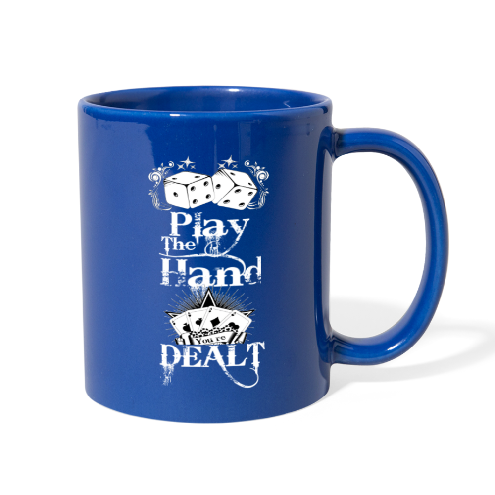 Play The Hand You're Dealt Mug - royal blue - Loyalty Vibes