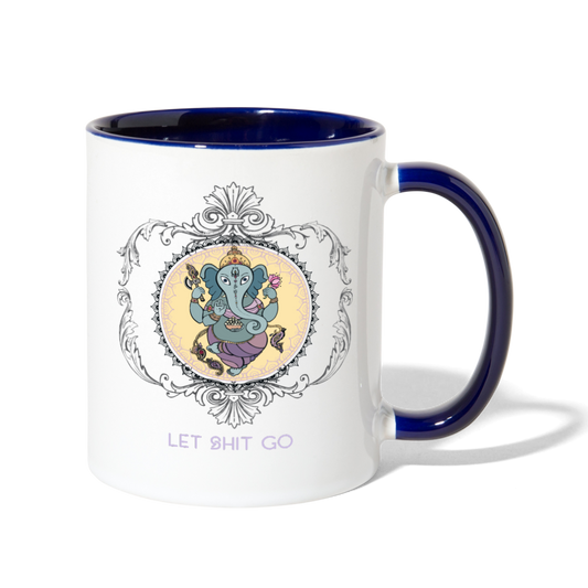 Let Shit Go Mug white cobalt blue - Loyalty Vibes