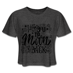 I Love You To The Moon And Back Crop Top - deep heather - Loyalty Vibes