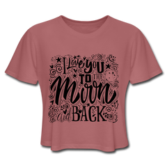 I Love You To The Moon And Back Crop Top - mauve - Loyalty Vibes