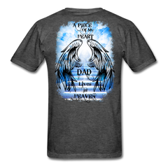 Dad Wings Of Heaven Memorial Tee Heather Black - Loyalty Vibes