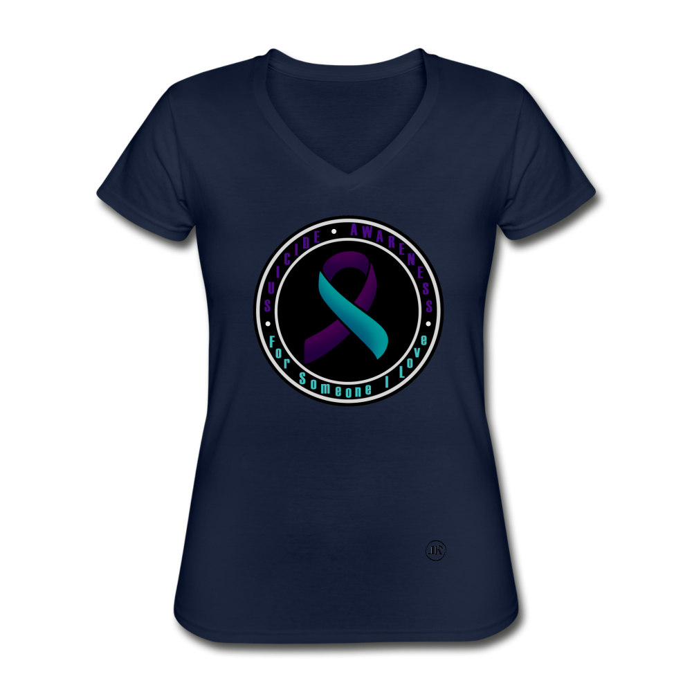Suicide Prevention Awareness V-Neck Tee navy - Loyalty Vibes