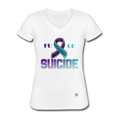 Fk Suicide V-Neck Tee white - Loyalty Vibes