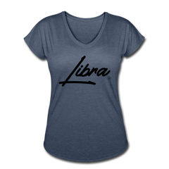 Sassy Libra Women's V-Neck T-Shirt navy heather - Loyalty Vibes
