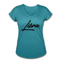 Sassy Libra Women's V-Neck T-Shirt heather turquoise - Loyalty Vibes