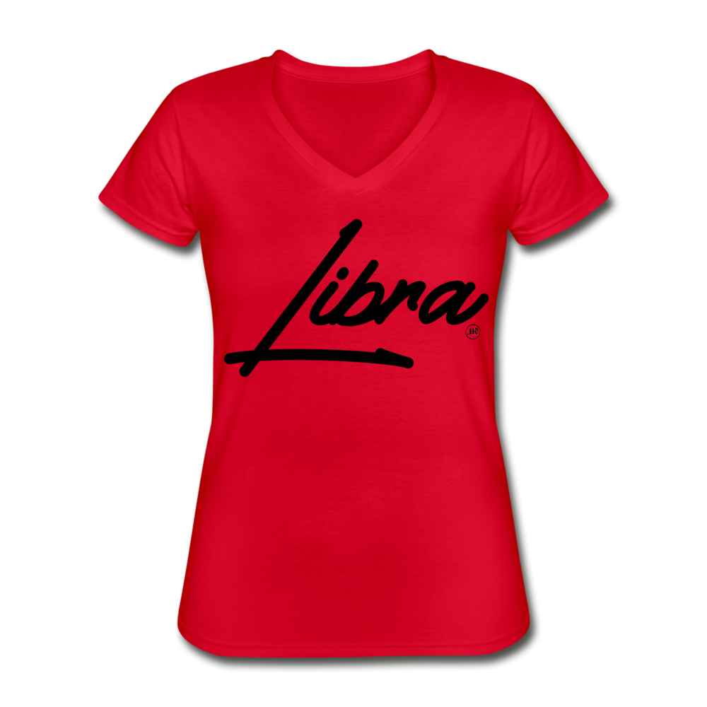 Sassy Libra Women's V-Neck Tee red - Loyalty Vibes